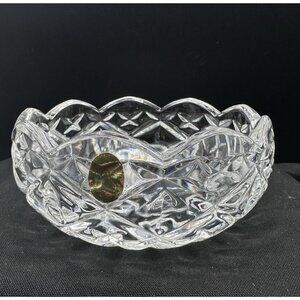 Vtg German Bleikristall Lead Crystal Trinket Bowl Starburst 4.5"
